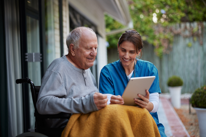 nurse explaining care plan to a patient